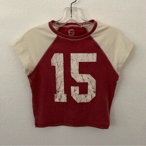 red/cream colorblock tee